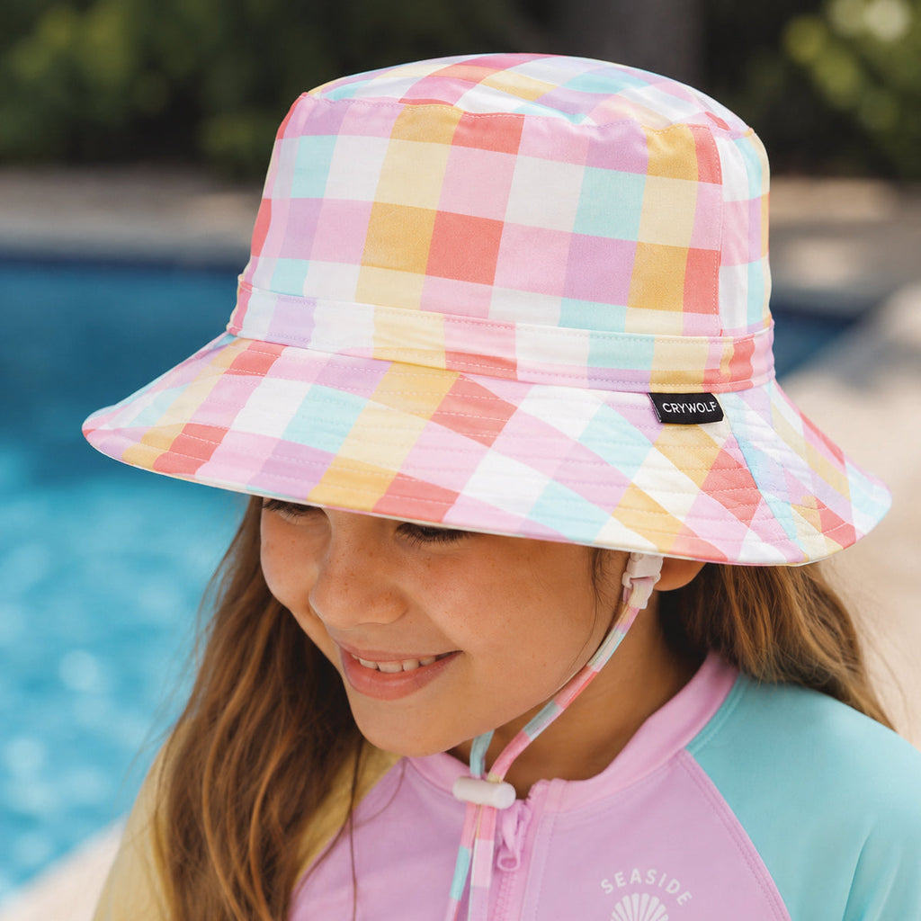 Crywolf SWIM BUCKET HAT Pop Gingham in Single