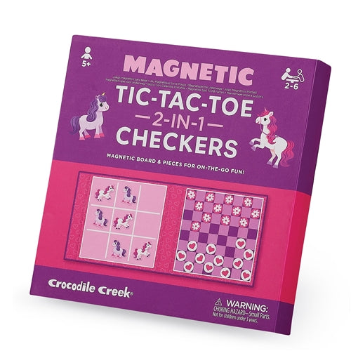 Tiger Tribe - Magnetic Game - Tic Tac Toe & Checkers - Unicorn