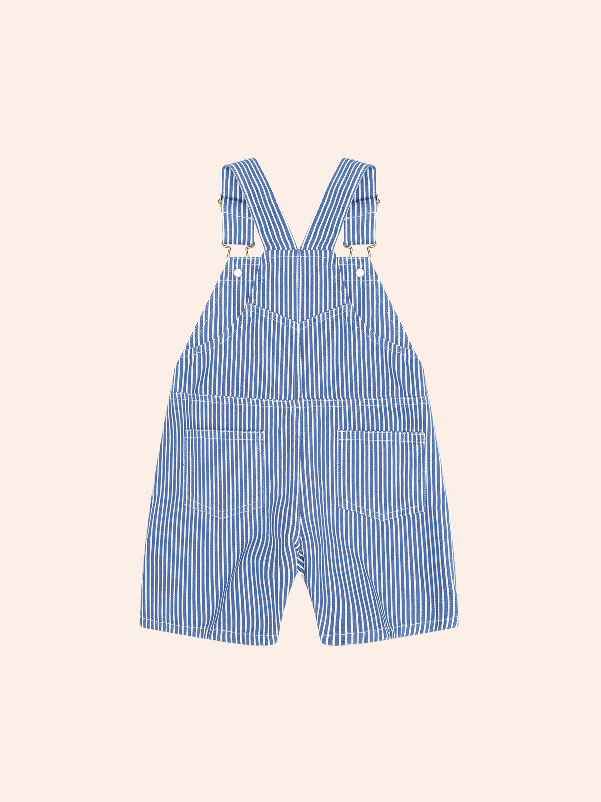 HUXBABY COBALT STRIPE CARPENTER SHORTALL in COBALT/ ALMOND MILK STRIPE