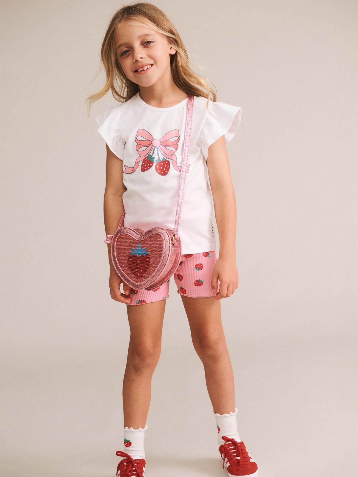 HUXBABY STRAWBERRY SEQUIN HEART BAG in STRAWBERRY METALLIC
