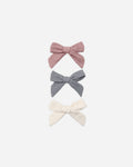 Quincy Mae Bow W. Clip, Set Of 3 Mulberry, Slate, Natural in MULBERRY