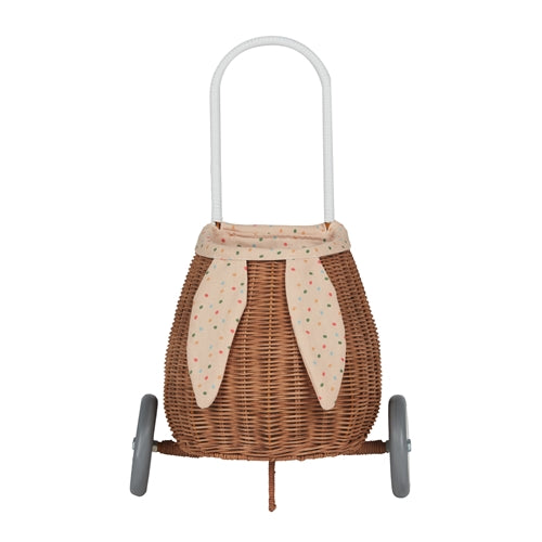 Olli Ella - Rattan Bunny Luggy with Lining - Gumdrop (E24)