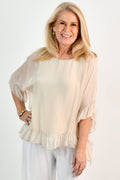 La Sofia VLST720 (64296) - GISELLA SILK TOP - CHAMPAGNE in Champagne