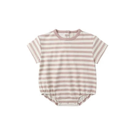 Quincy Mae - Relaxed SS Bubble Romper - Pink Stripe