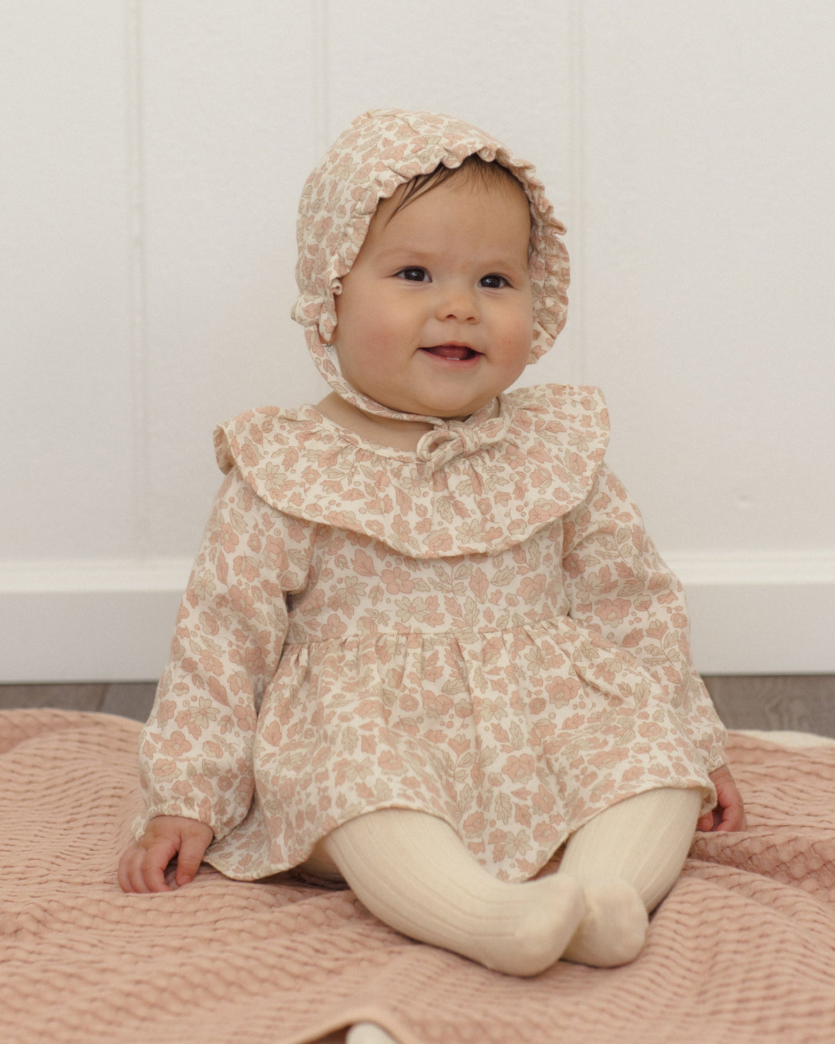 Quincy Mae Thalia Romper Pink Blossom in IVORY