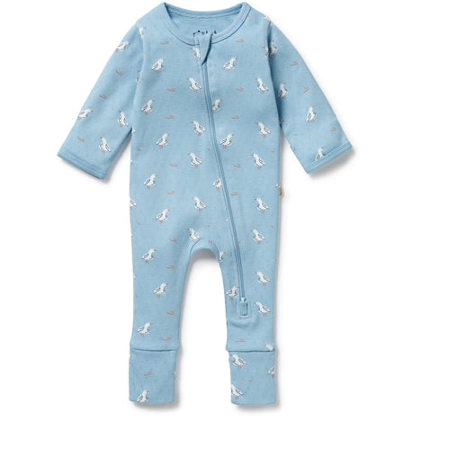 Wilson & Frenchy - Sunny Seagulls Organic Pointelle Zipsuit with Feet (WFS25)