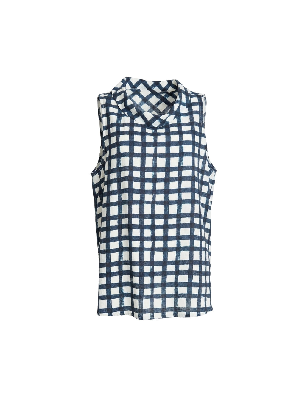 Clarity Monaco Grid Print Top - Navy/White in Navy/White