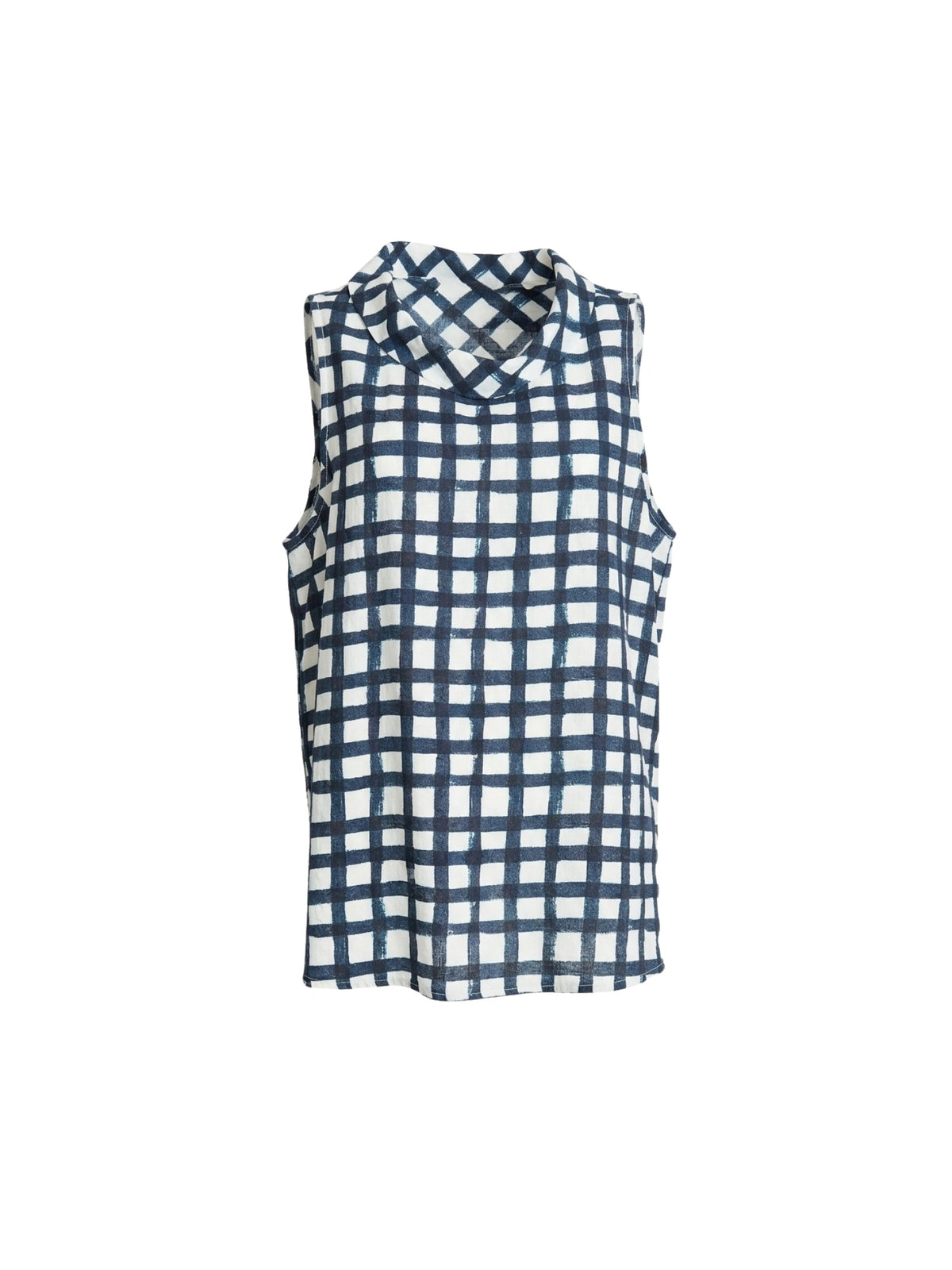 Clarity Monaco Grid Print Top - Navy/White in Navy/White
