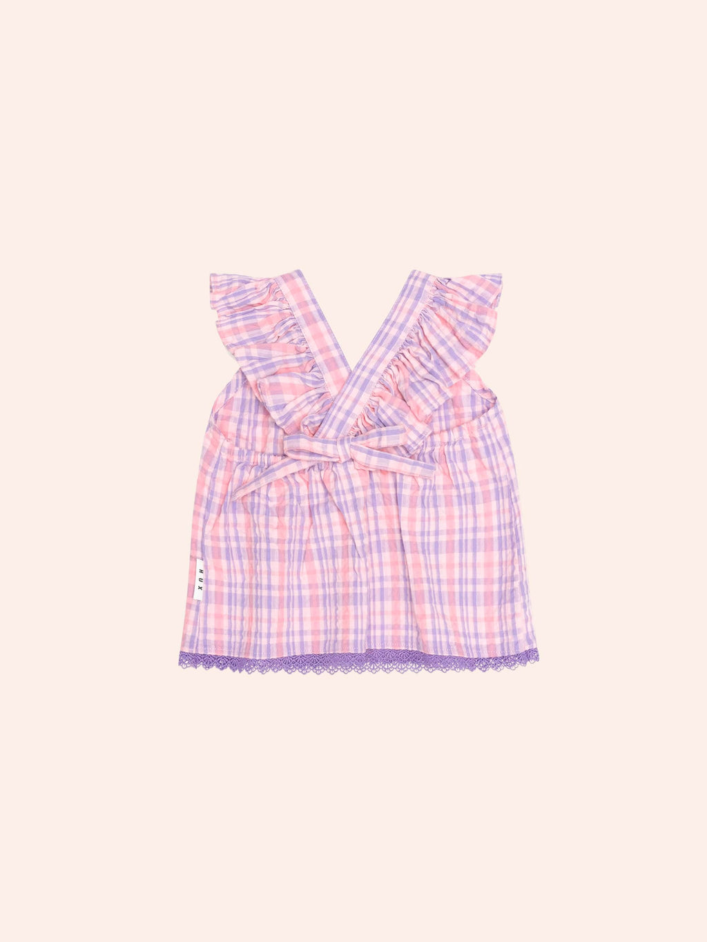 HUXBABY Tropical Check Tie Top in MULTI