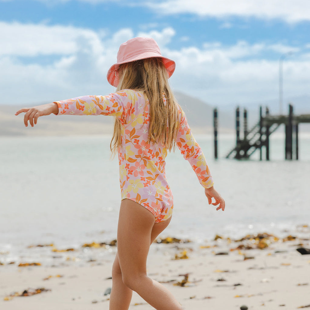 Crywolf LONG SLEEVE SWIMSUIT Hibiscus Daze in Single