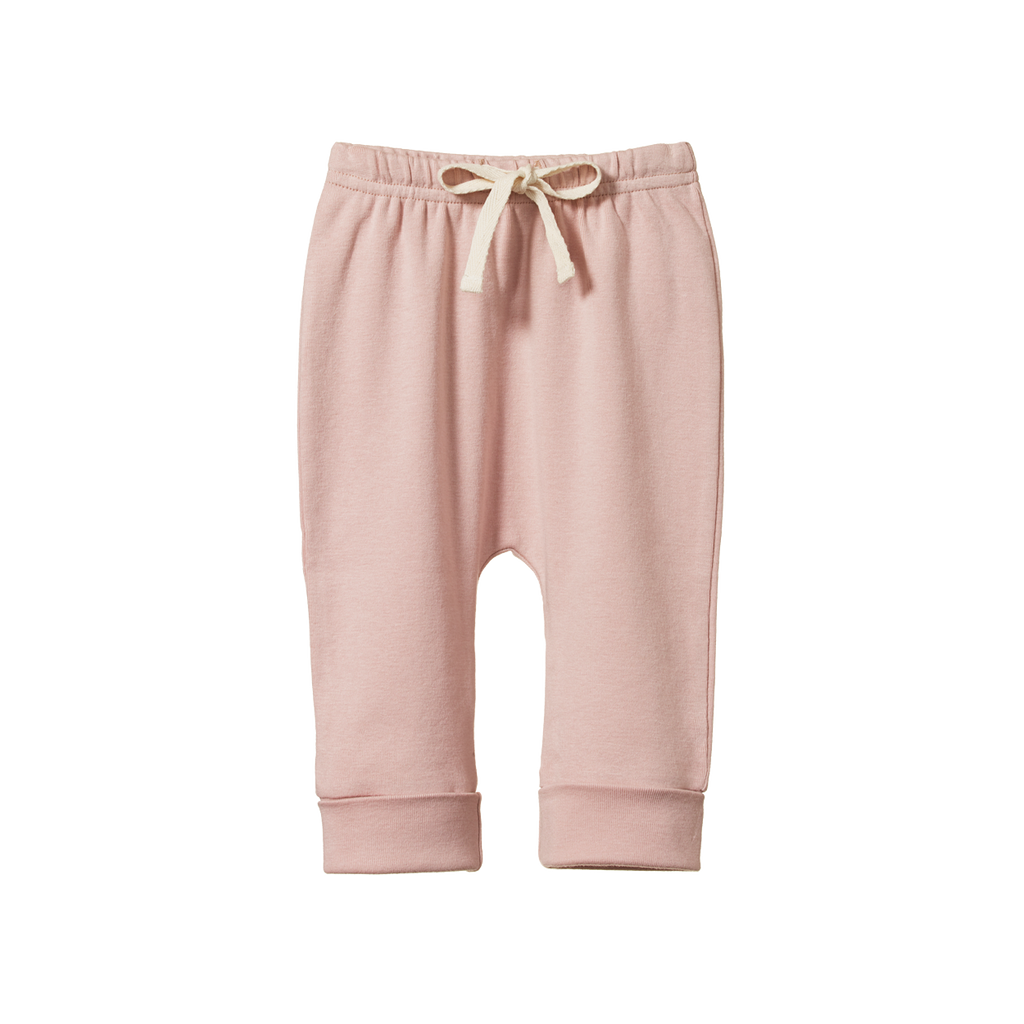 Nature Baby Cotton Drawstring Pants in Rose Dust