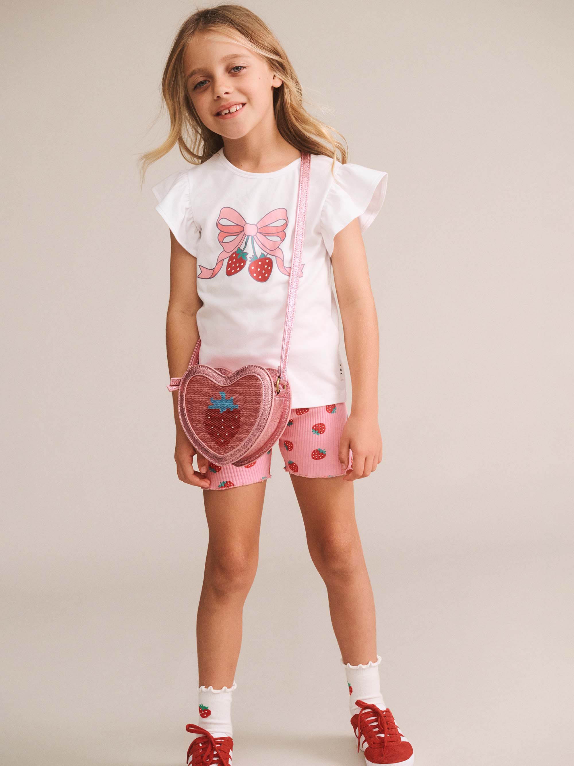 HUXBABY STRAWBERRY PRINT RIB BIKE SHORT in STRAWBERRY PRINT