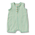 Wilson and Frenchy Seafoam Stripe Organic Terry Growsuit in Seafoam Stripe