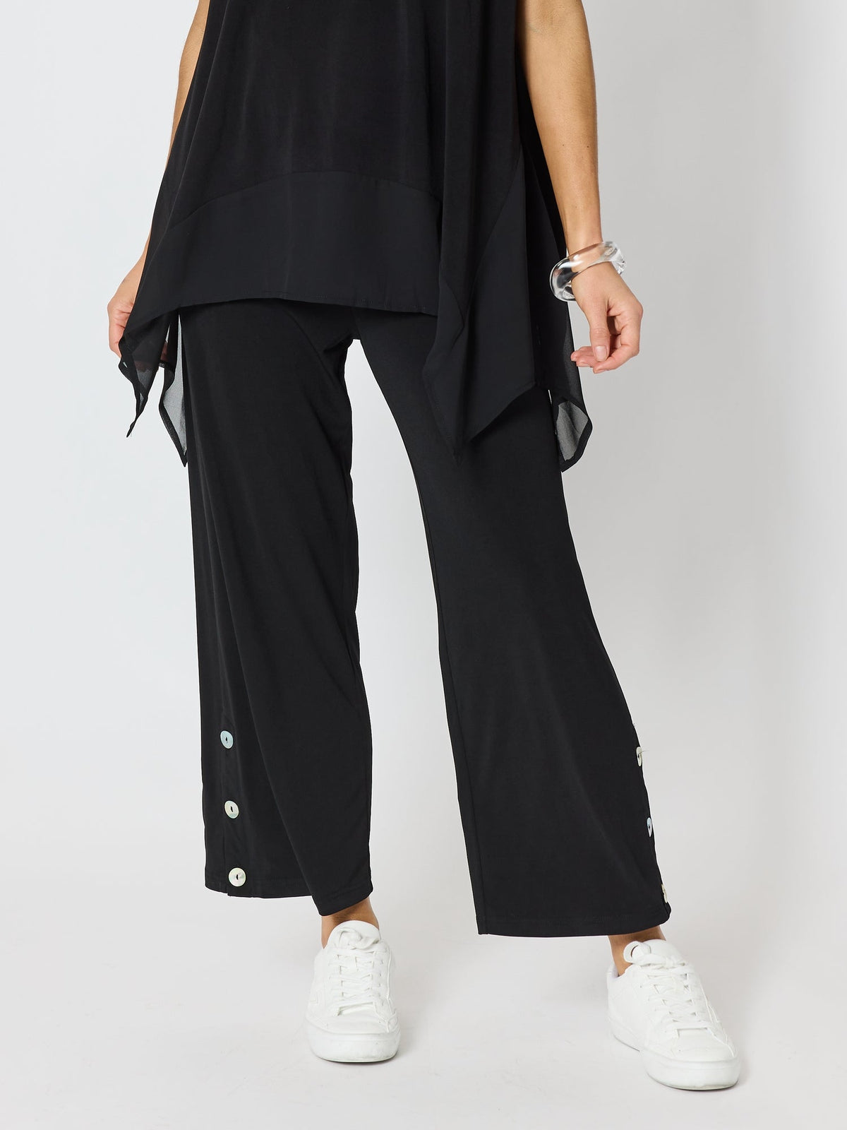 Clarity Traveller Button Hem Pant - Black in Black