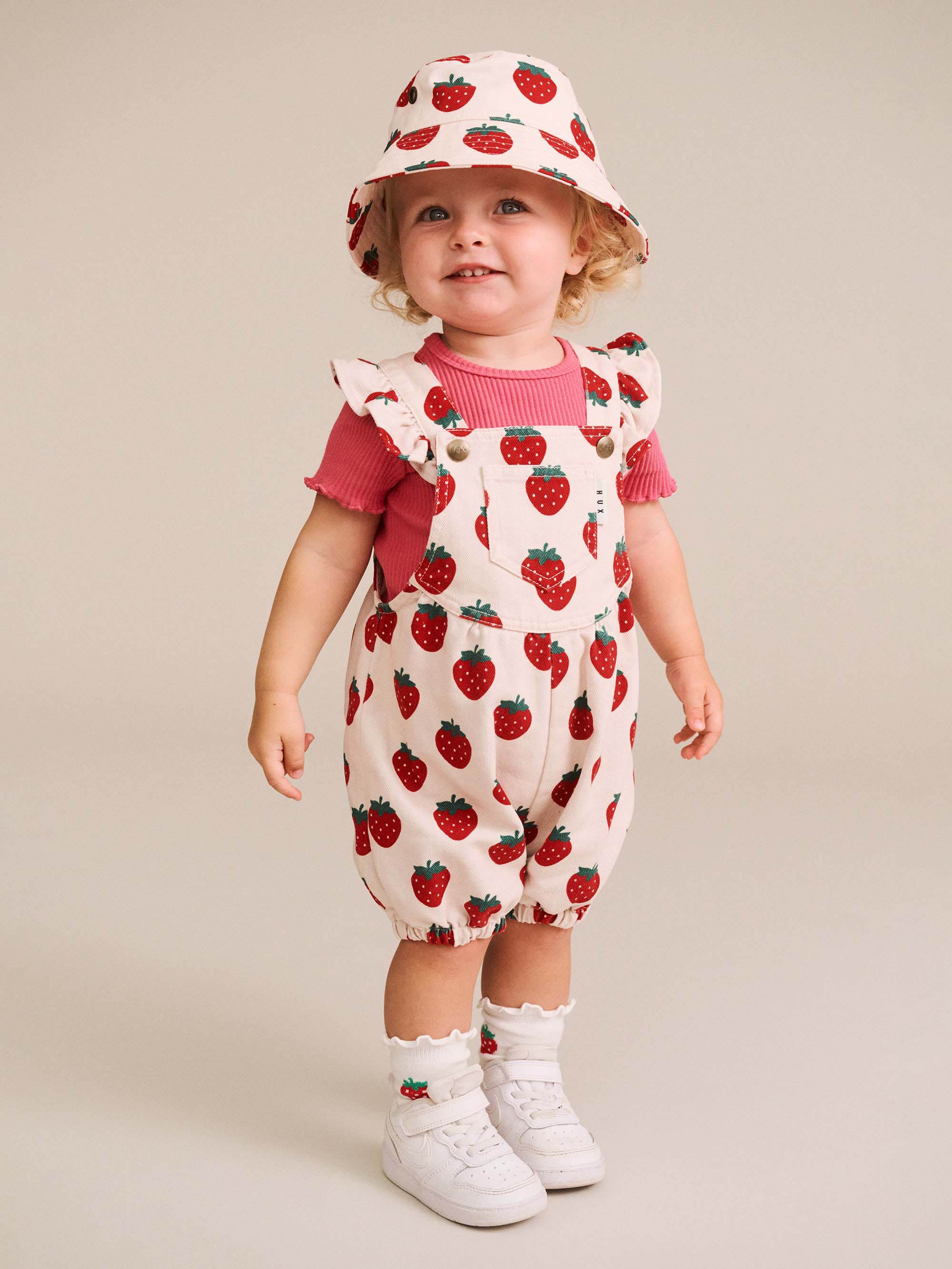 HUXBABY STRAWBERRY BUBBLE ROMPER in MULTI STRAWBERRY