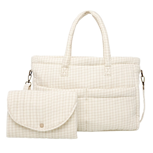 Quincy Mae - Diper Bag + Changing Pad Set - Oat Check