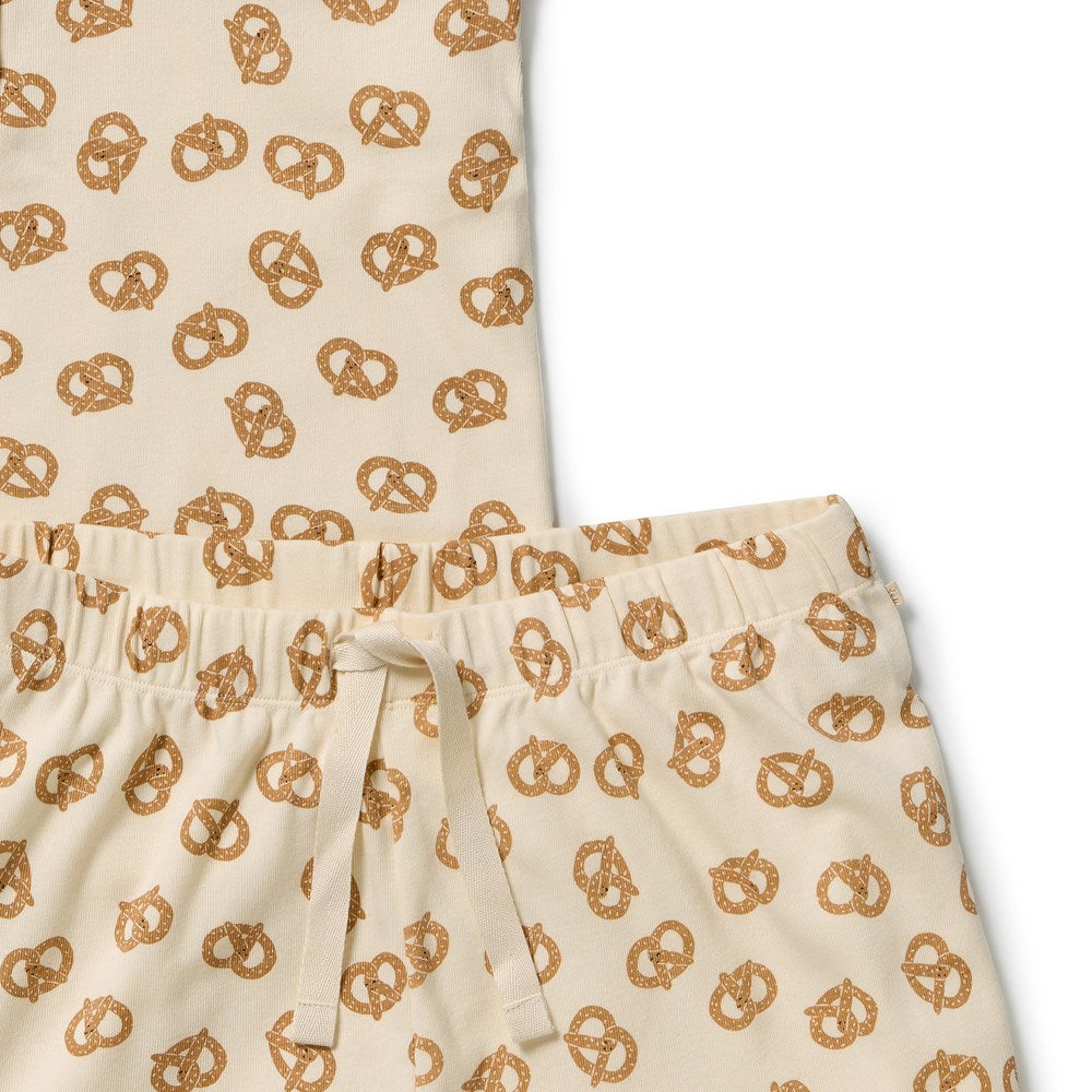 Wilson and Frenchy Pretzel Hugs Organic Rib Womens Pyjamas in Pretzel Hugs