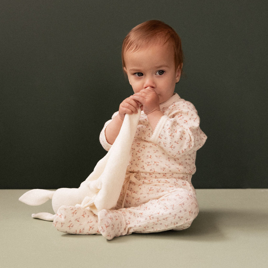 Nature Baby FOOTED ROMPERS POINTELLE in Dandelion Print