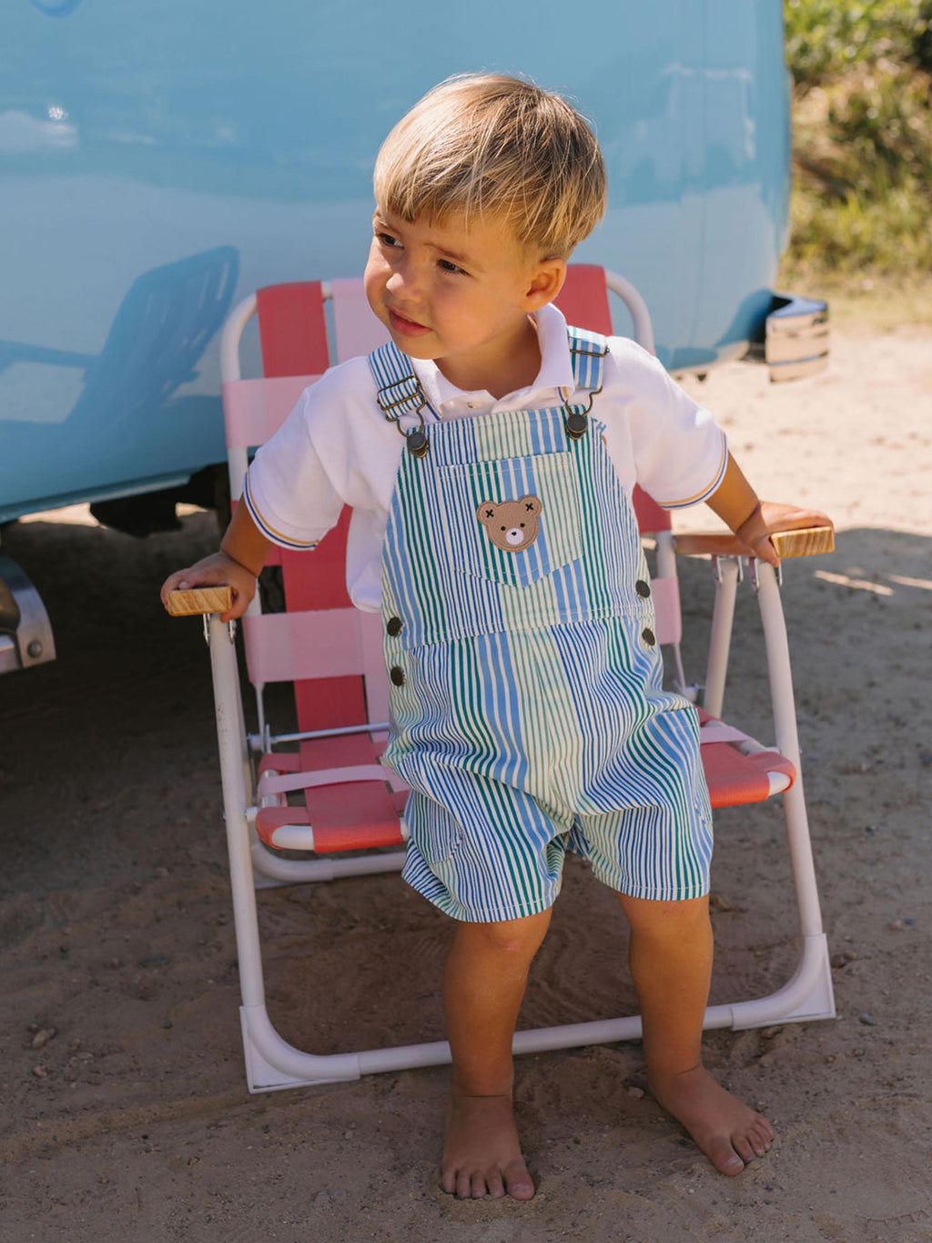 HUXBABY Beach Club Hux Variegated Stripe Shortall in Single