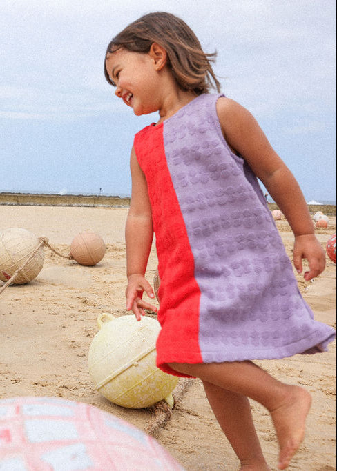 Grown Bubble Terry Towelling Dress - Fiesta & Mauve in Single