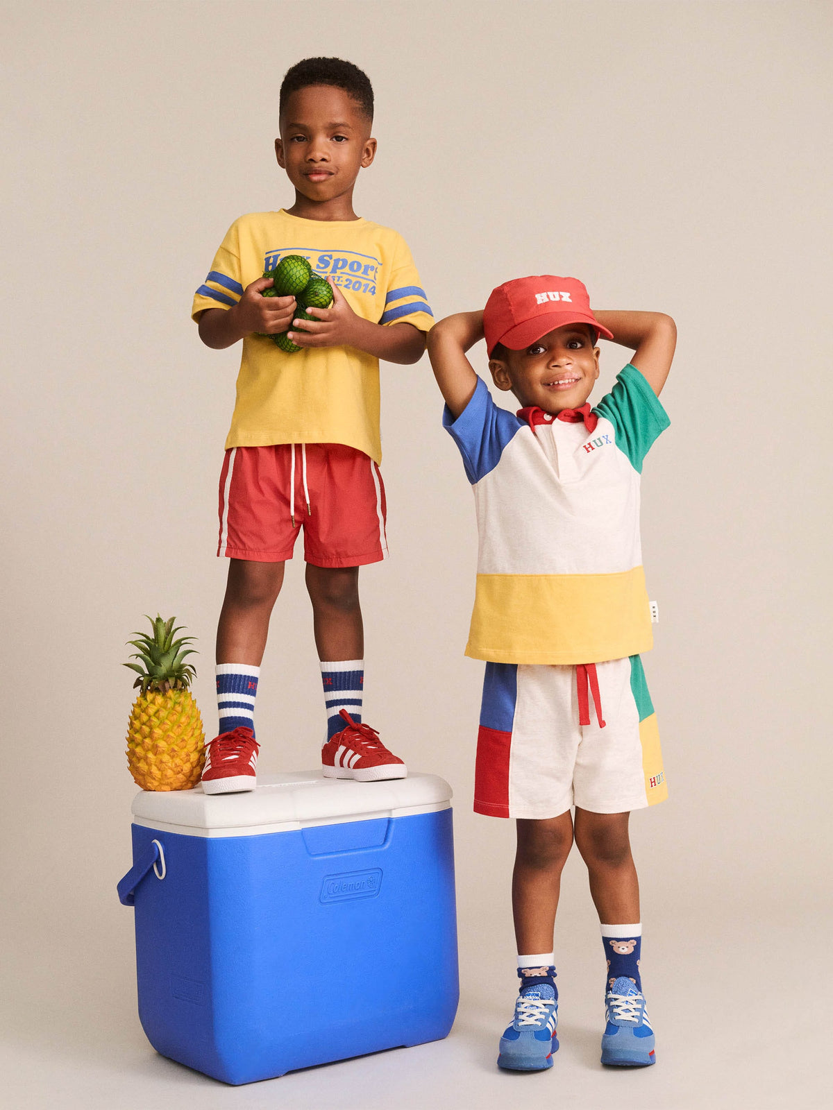 HUXBABY Slouchy Colour Block Raglan Polo in MULTI