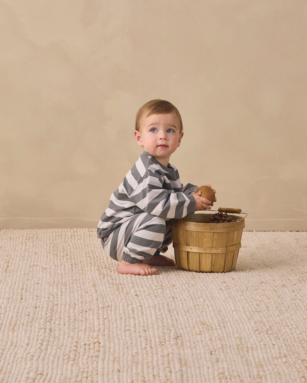 Quincy Mae Oversized Crew Sweatshirt Midnight Stripe in MIDNIGHT