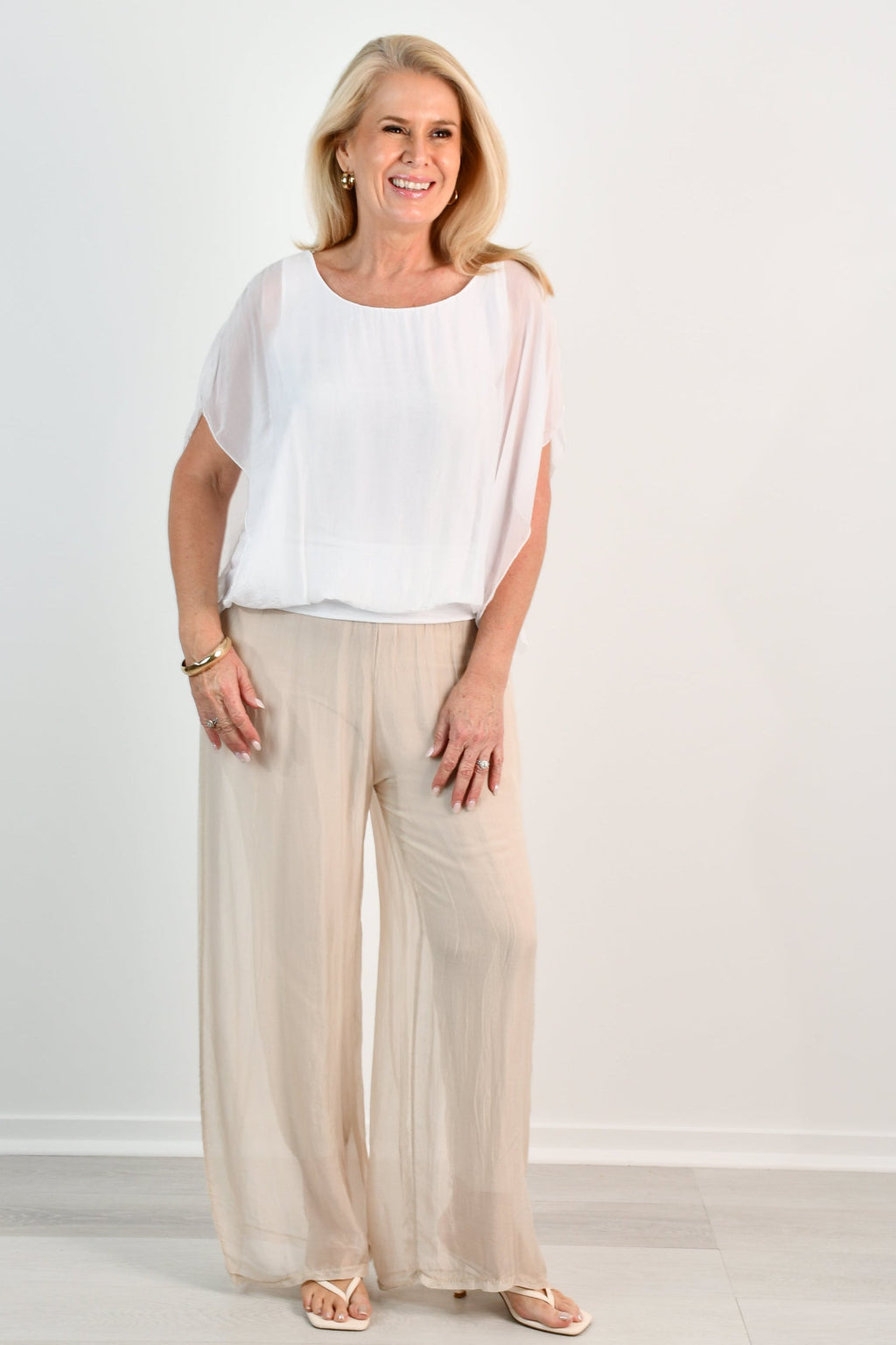 La Sofia VLSP110 (61248) - PISA SILK PANT - CHAMPAGNE in Champagne