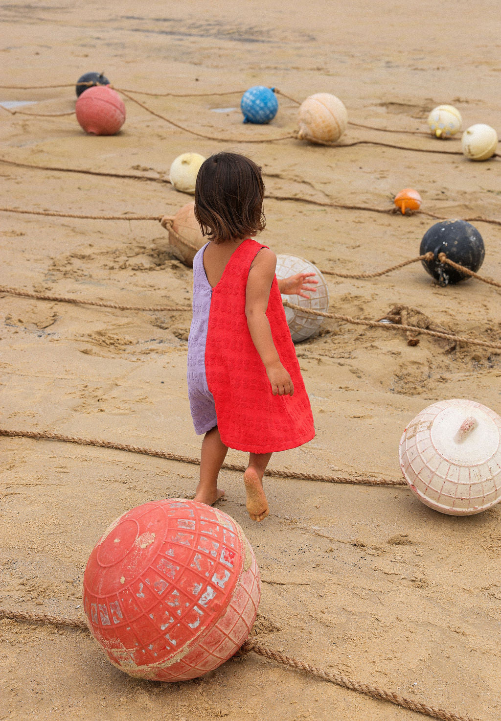Grown Bubble Terry Towelling Dress - Fiesta & Mauve in Single