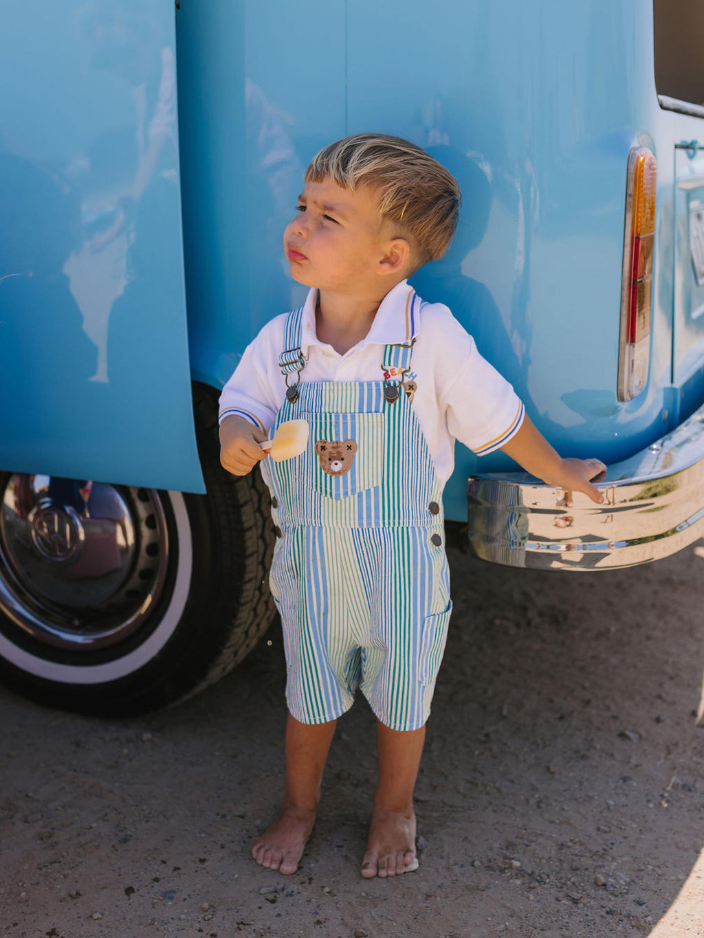 HUXBABY Beach Club Hux Variegated Stripe Shortall in Single