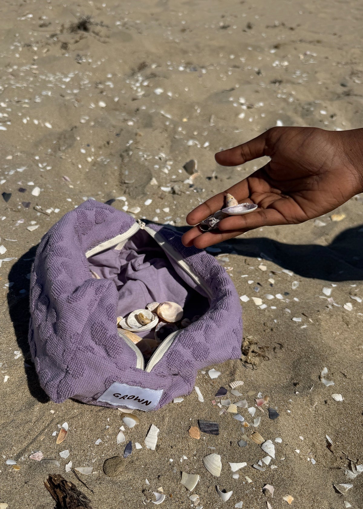 Grown Bubble Terry Towelling Pouch - Mauve in Single