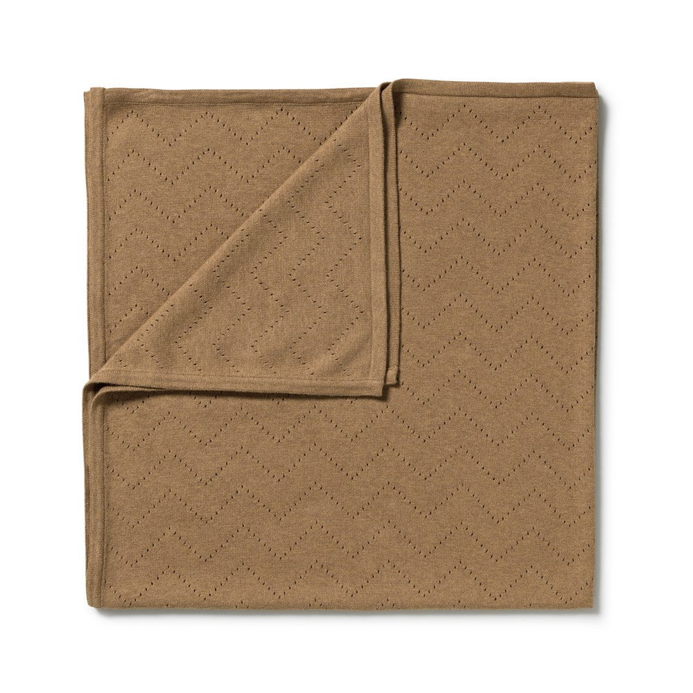 Wilson and Frenchy Ginger Snap Organic Knitted Pointelle Blanket in Ginger Snap