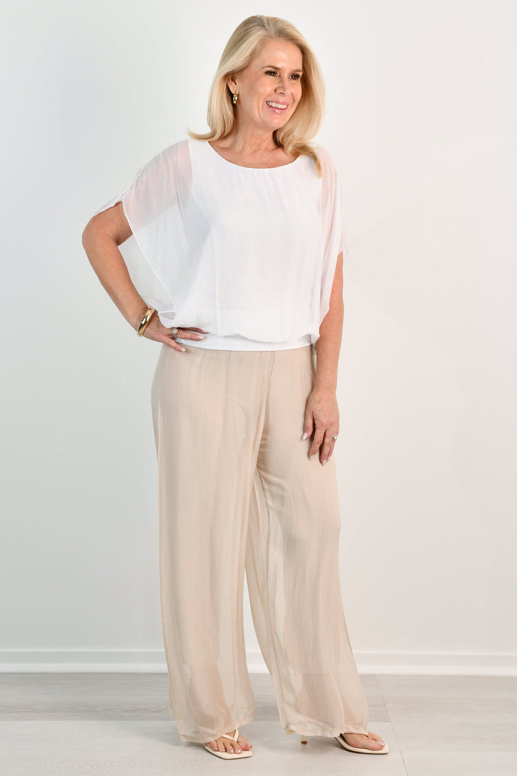 La Sofia VLSP110 (61248) - PISA SILK PANT - CHAMPAGNE in Champagne