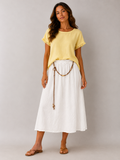 La Sofia VLSK009 (25G407) - PALMA LINEN SKIRT - WHITE in White