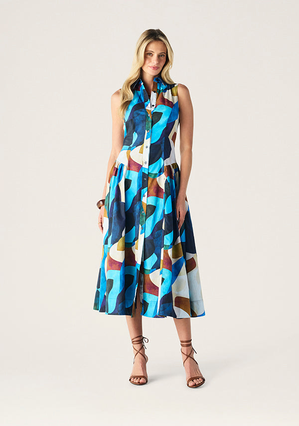 Mos The Label Celestia Print Sleevless Midi Dress in Celestia Print