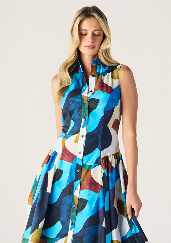 Mos The Label Celestia Print Sleevless Midi Dress in Celestia Print