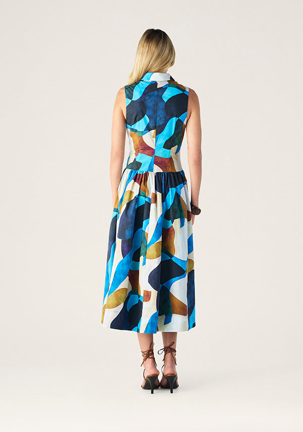 Mos The Label Celestia Print Sleevless Midi Dress in Celestia Print