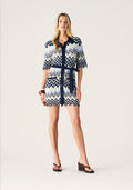 Mos The Label Pulse Knit Mini Shirt Dress in Classic Navy