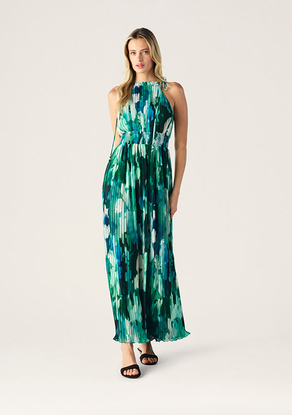 Mos The Label Verdant Print Halter Dress in Verdant Print
