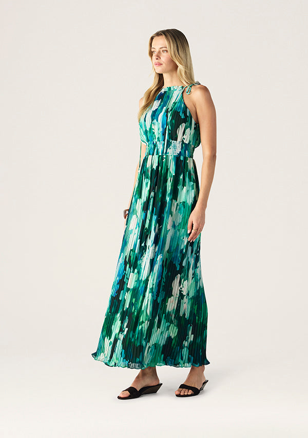 Mos The Label Verdant Print Halter Dress in Verdant Print