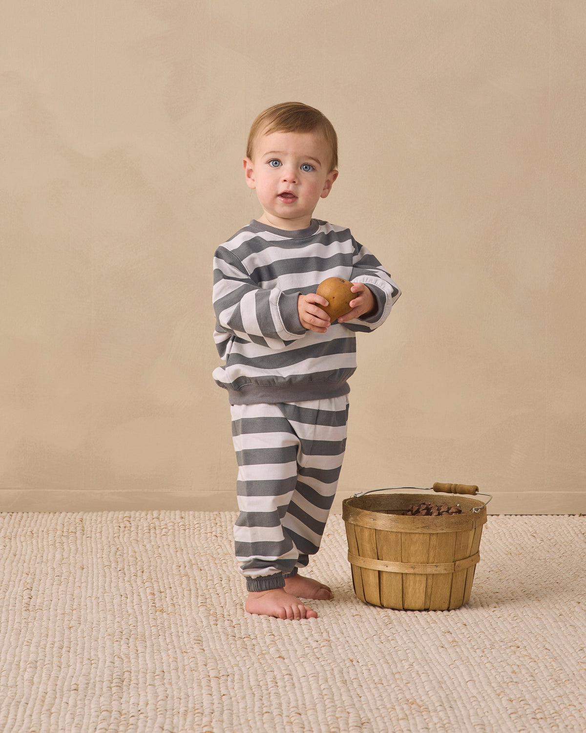 Quincy Mae Oversized Crew Sweatshirt Midnight Stripe in MIDNIGHT