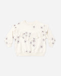 Quincy Mae Ruffle Fleece Sweatshirt Blue Daisy in NATURAL