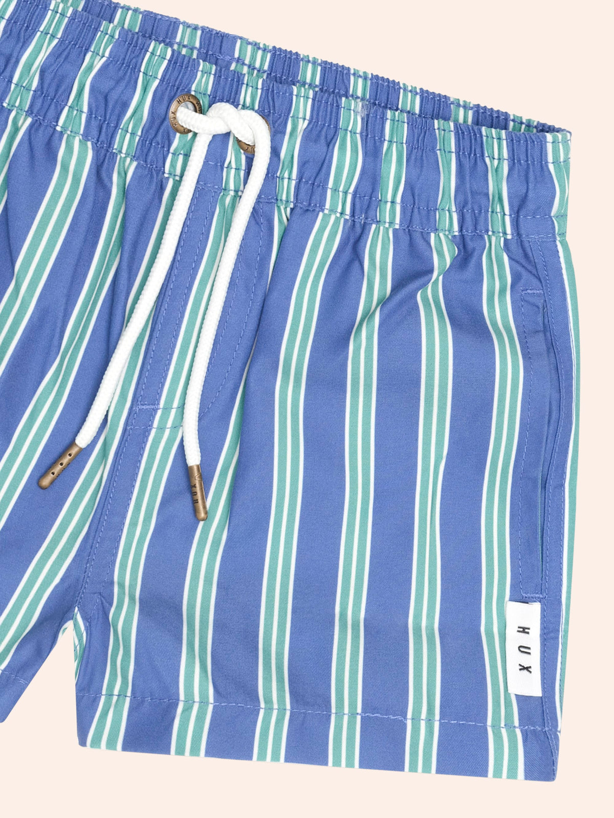 HUXBABY Tropical Vacay Stripe Boardshort in COBALT/GREEN