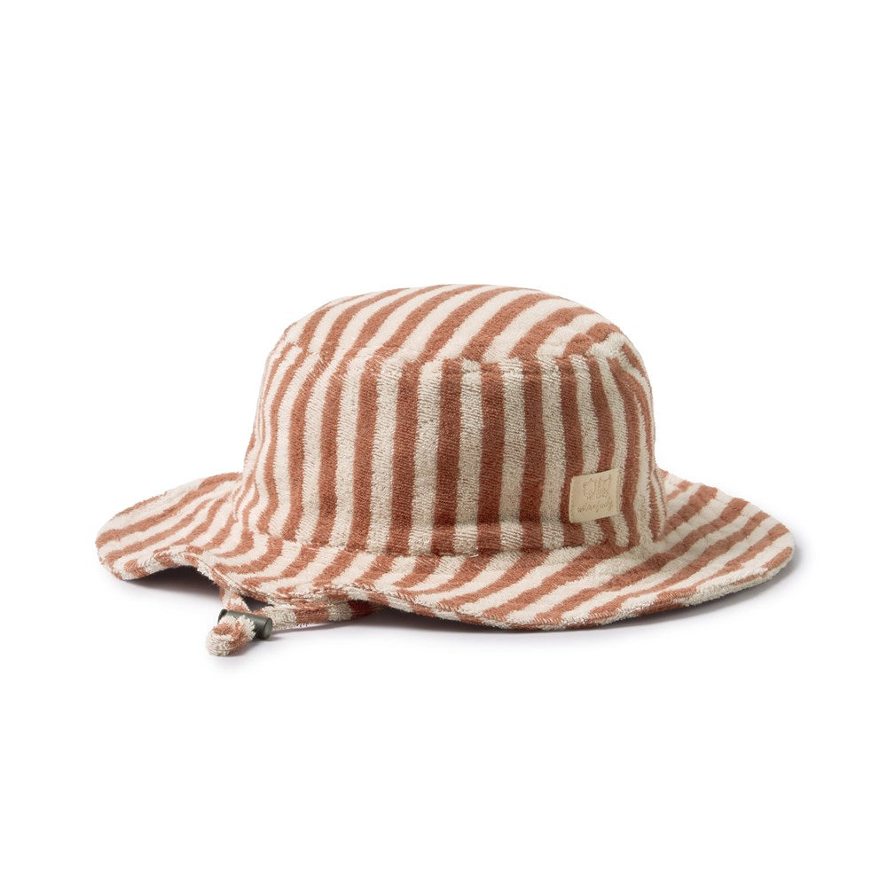 Wilson and Frenchy Cherry Cola Stripe Organic Terry Sun Hat in Cherry Cola Stripe