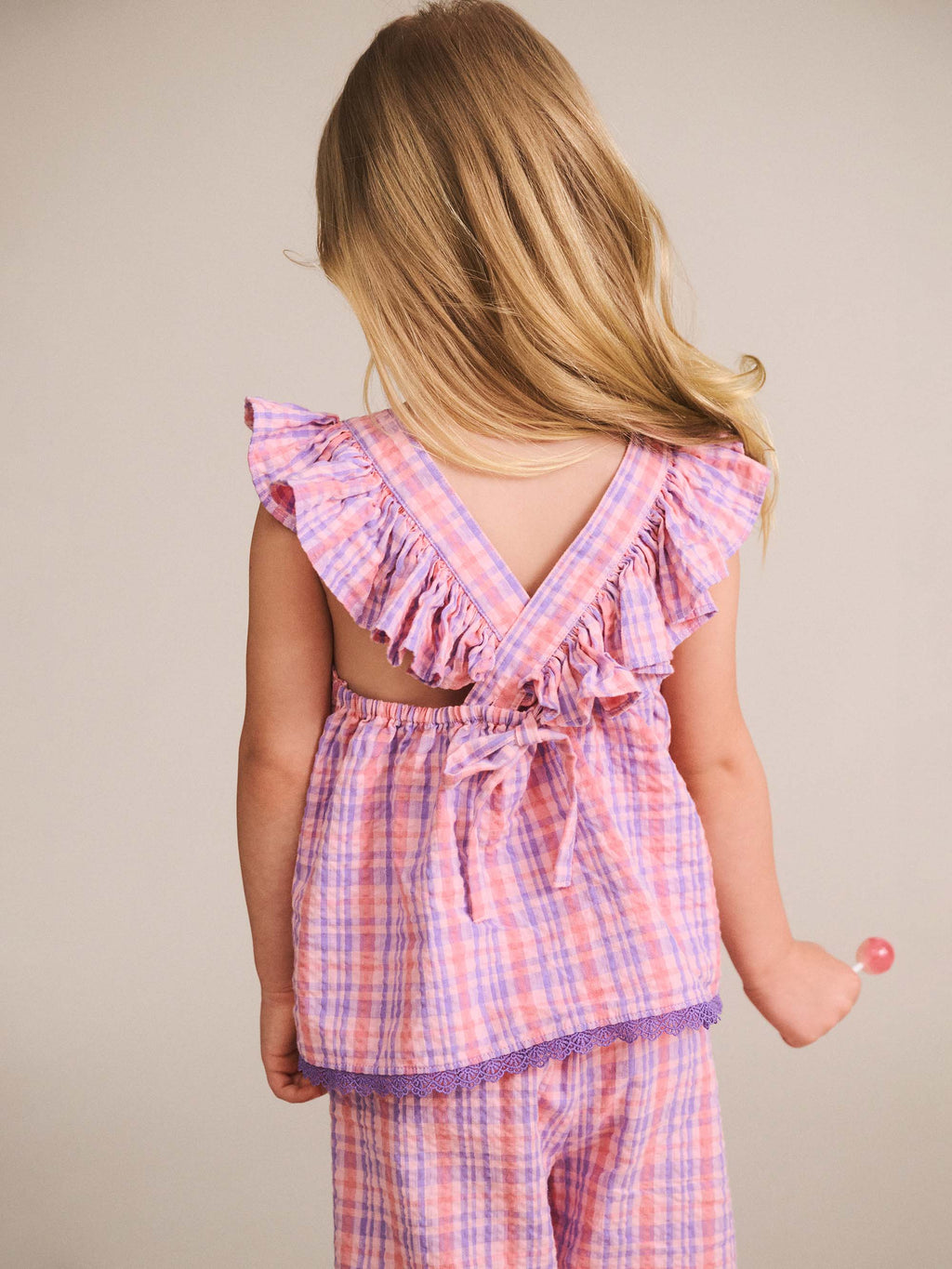 HUXBABY Tropical Check Tie Top in MULTI