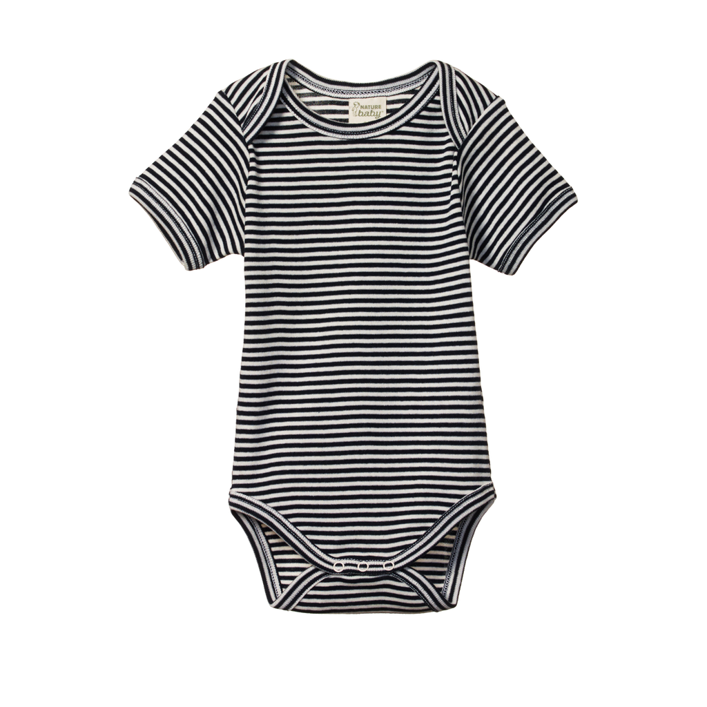 Nature Baby Short Sleeve Bodysuit in Navy Stripe