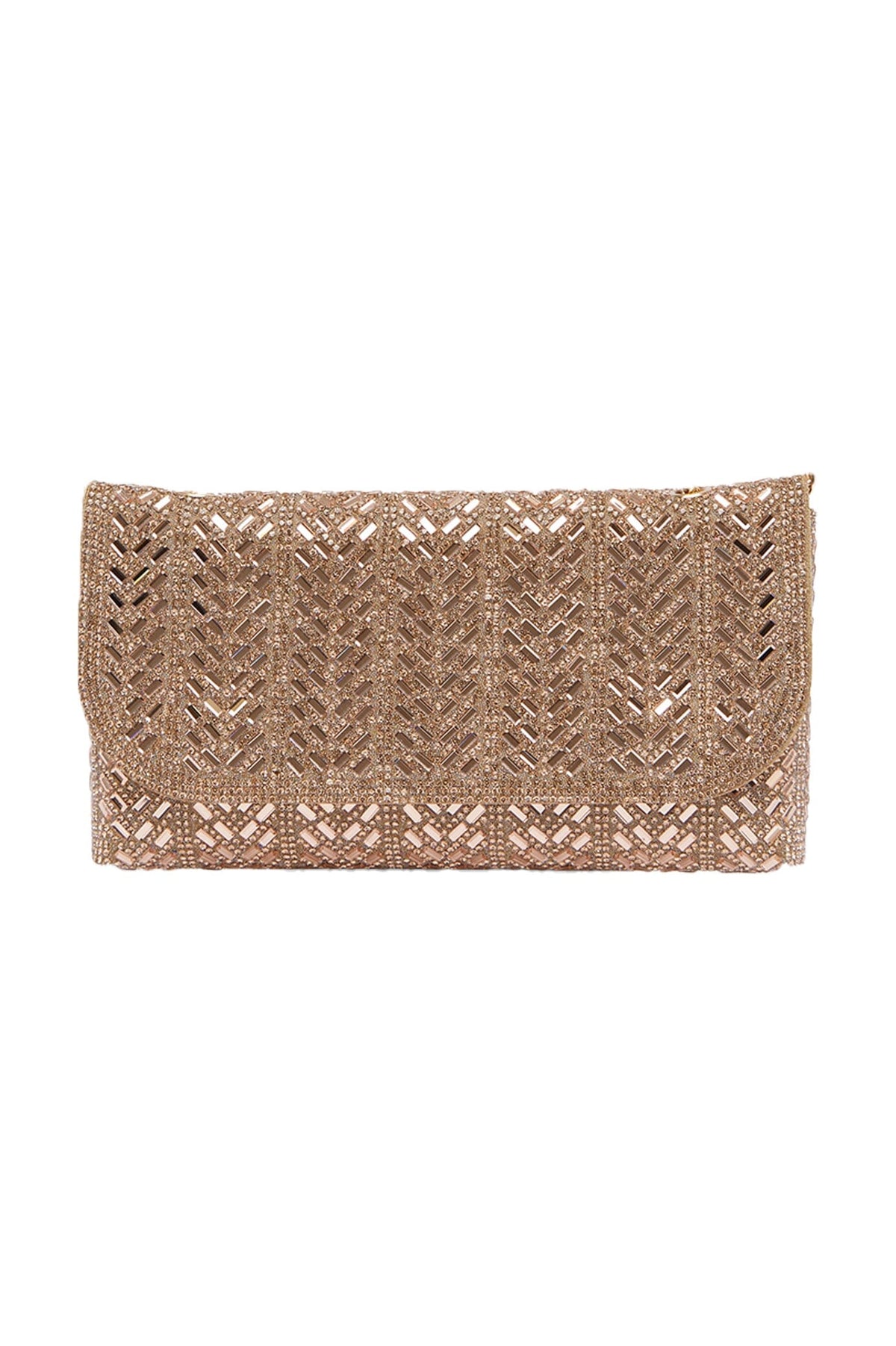 Carolina Mimi Sequinned Clutch Bag Rose Gold in Default Title