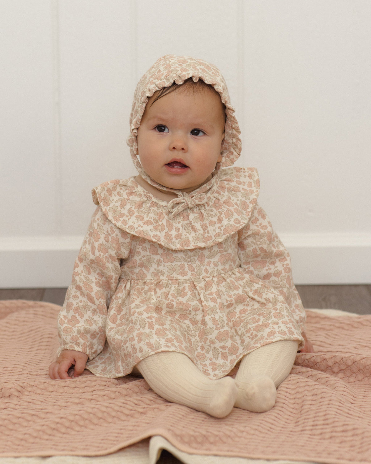 Quincy Mae Thalia Romper Pink Blossom in IVORY