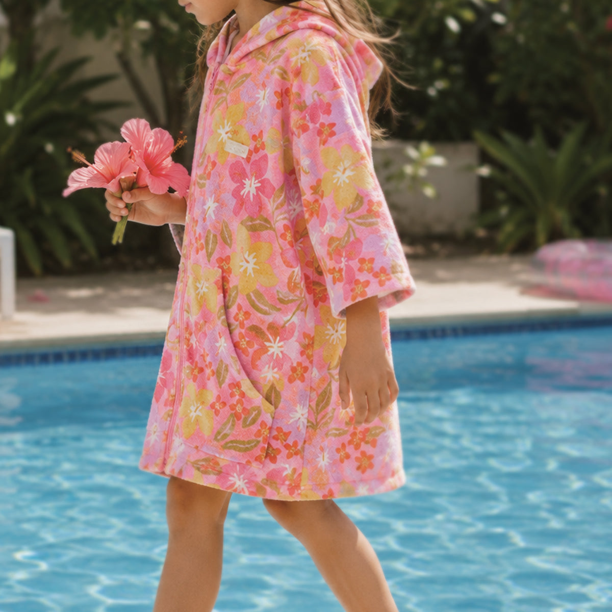 Crywolf ZIP-UP TOWEL Hibiscus Daze in Single