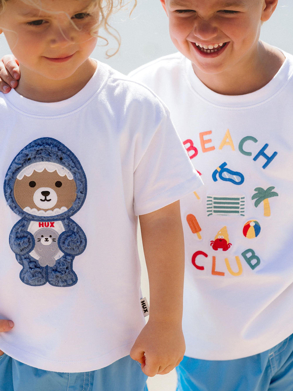 HUXBABY Beach Club Emb Drop Shoulder Tee in Single