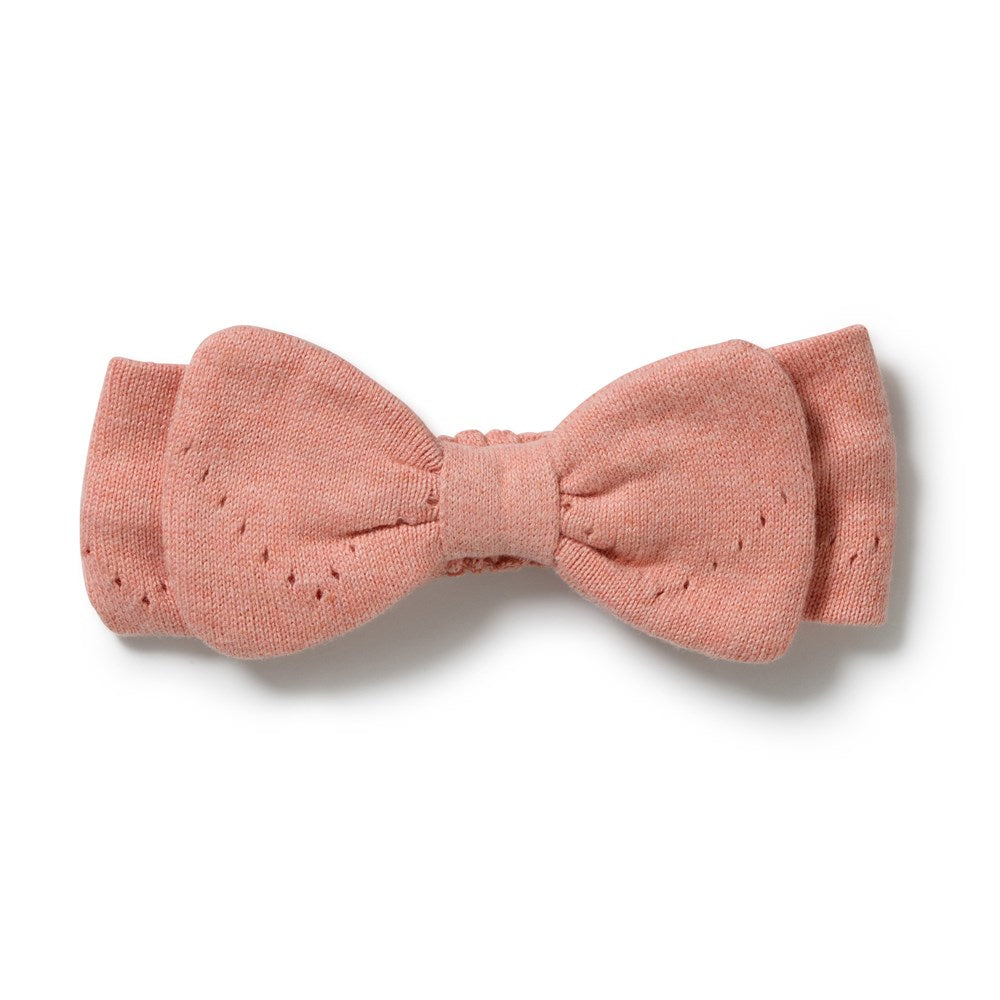 Wilson and Frenchy Petal Pink Organic Knitted Pointelle Headband in Petal Pink